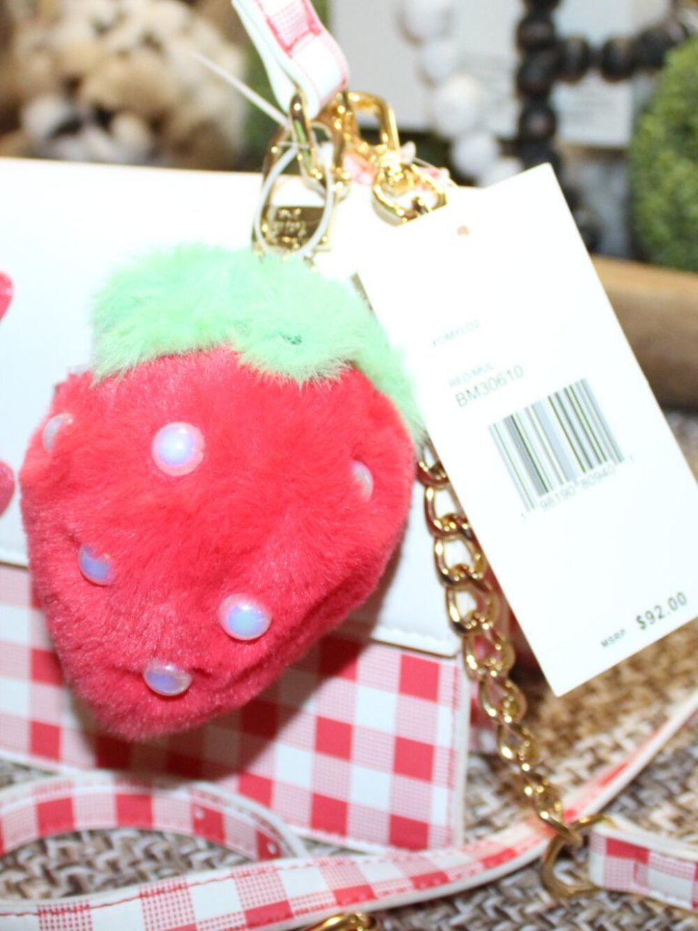 NWT Betsey Johnson Red White Strawberry crossbody purse DARLING! FUN! - Picture 11 of 15